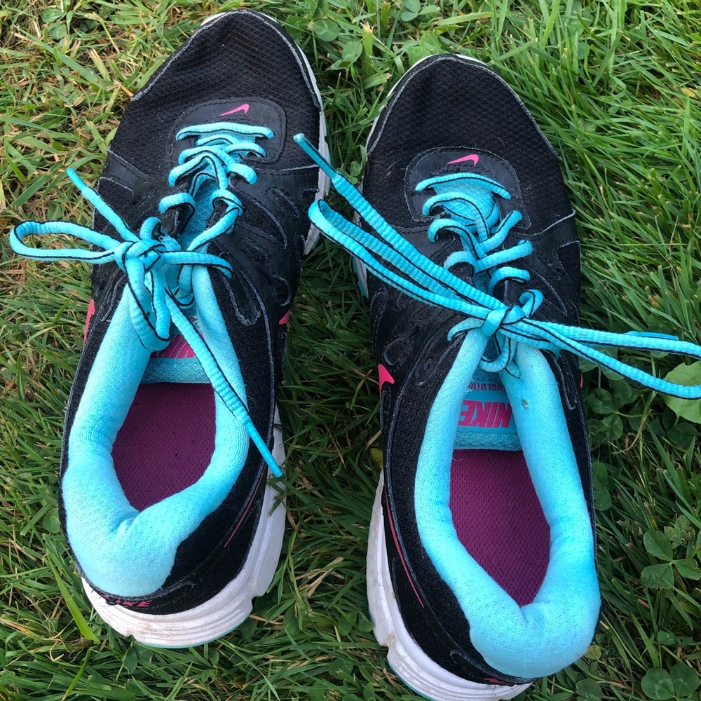 Black and teal sneakers